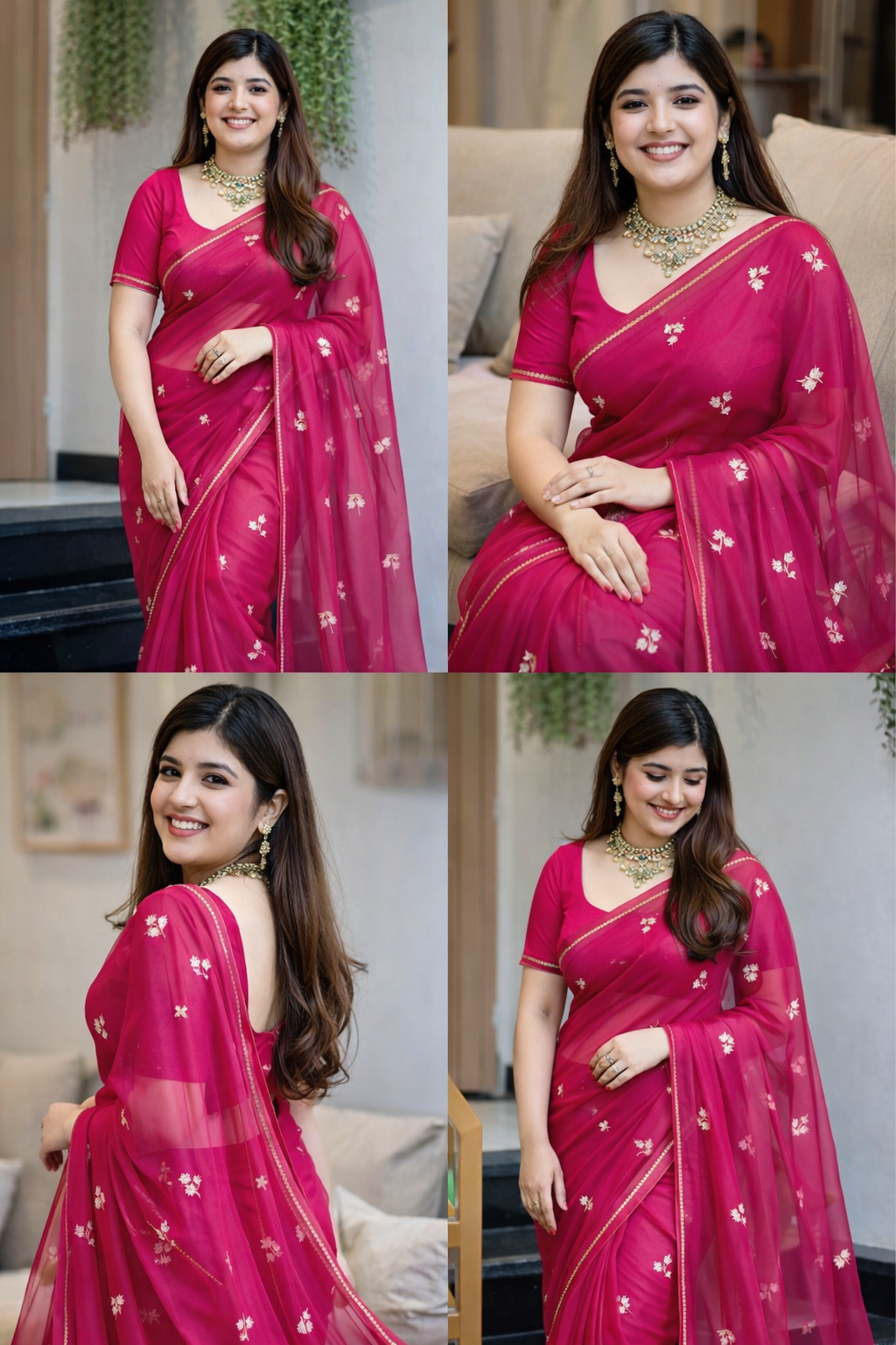 Mustard Bloom Chiffon Saree