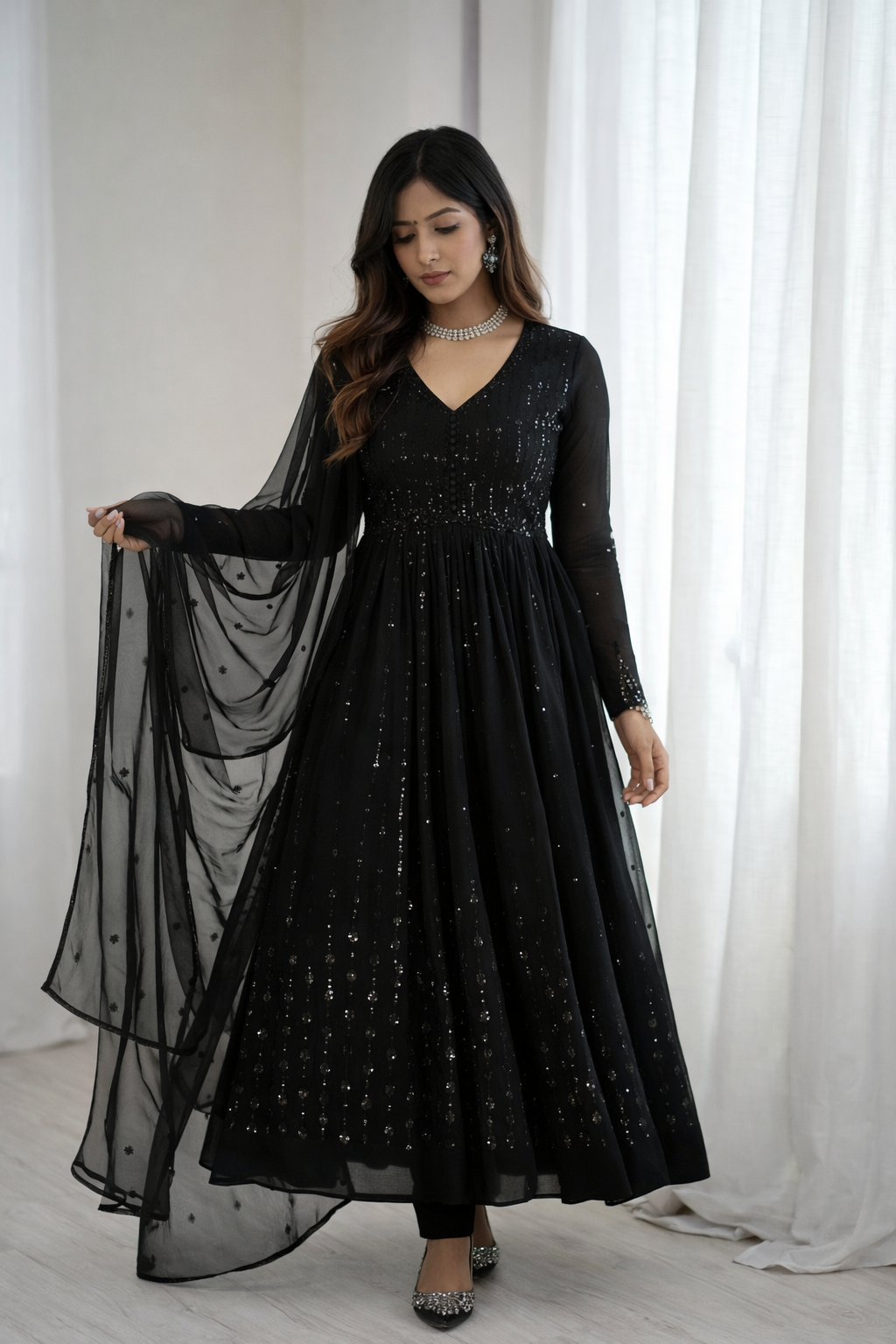 Midnight Noor Embellished Anarkali Set