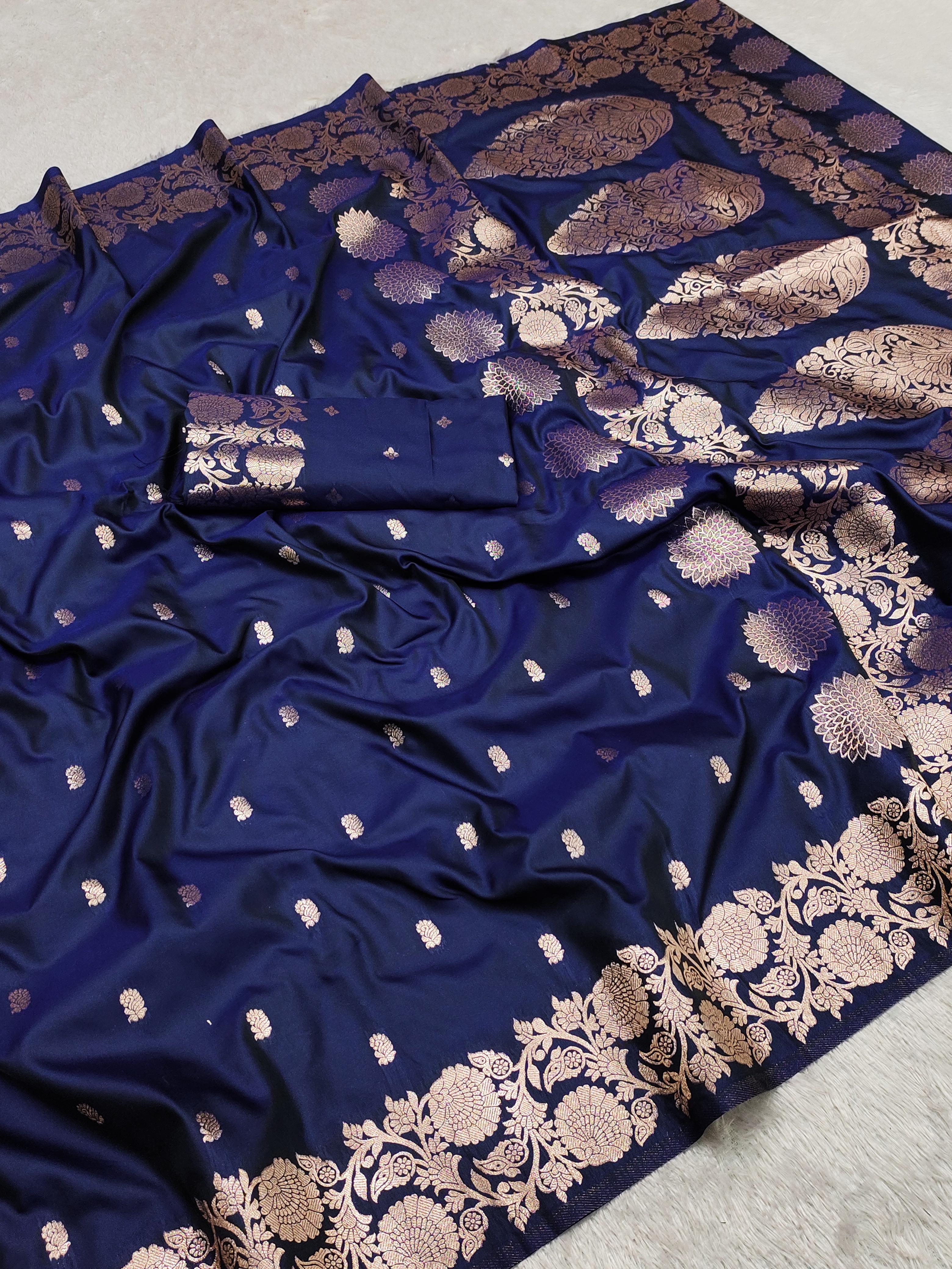 Luxury Black Zari Woven Banarasi Silk Saree