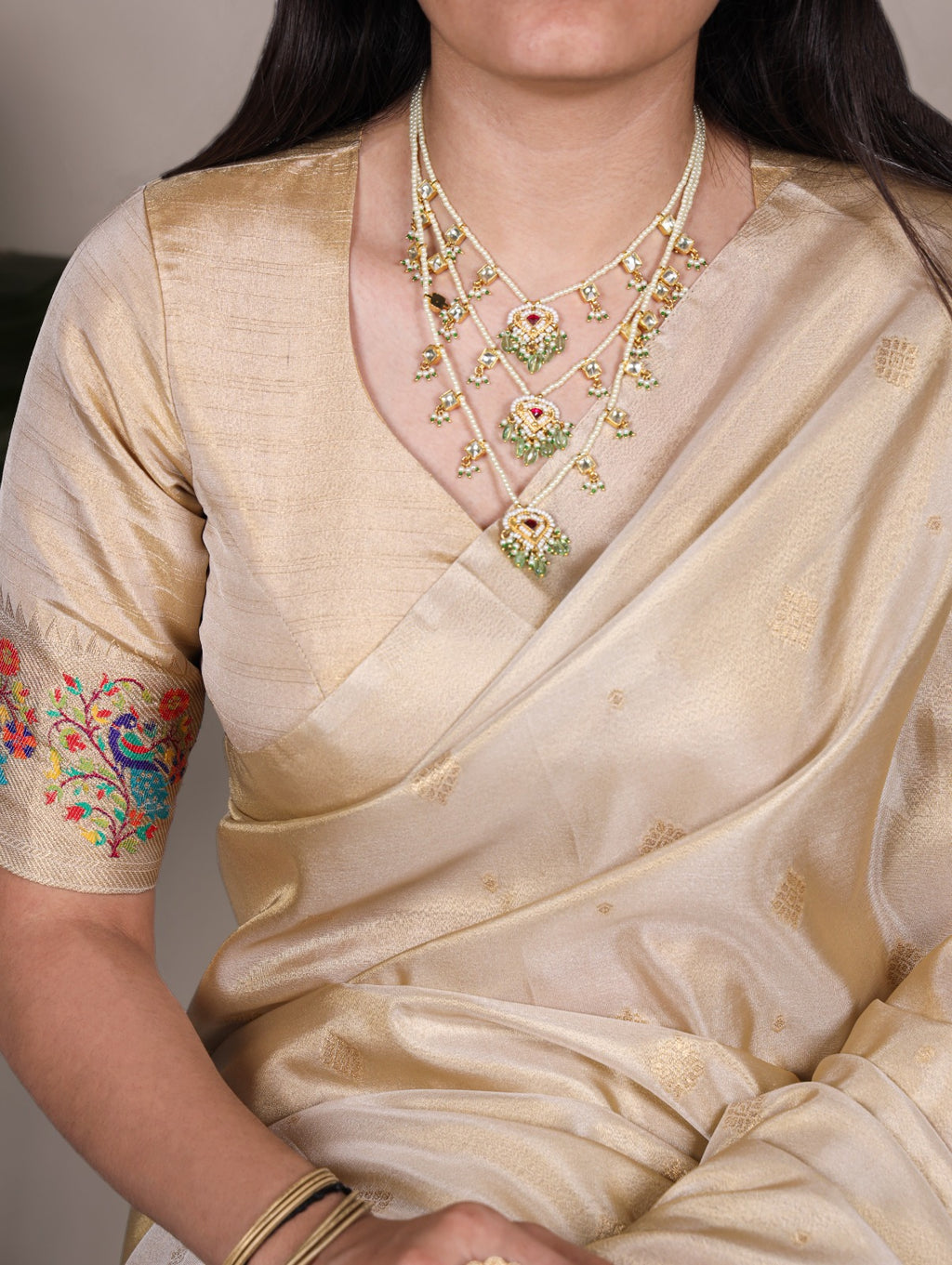 Golden Pearl Saree