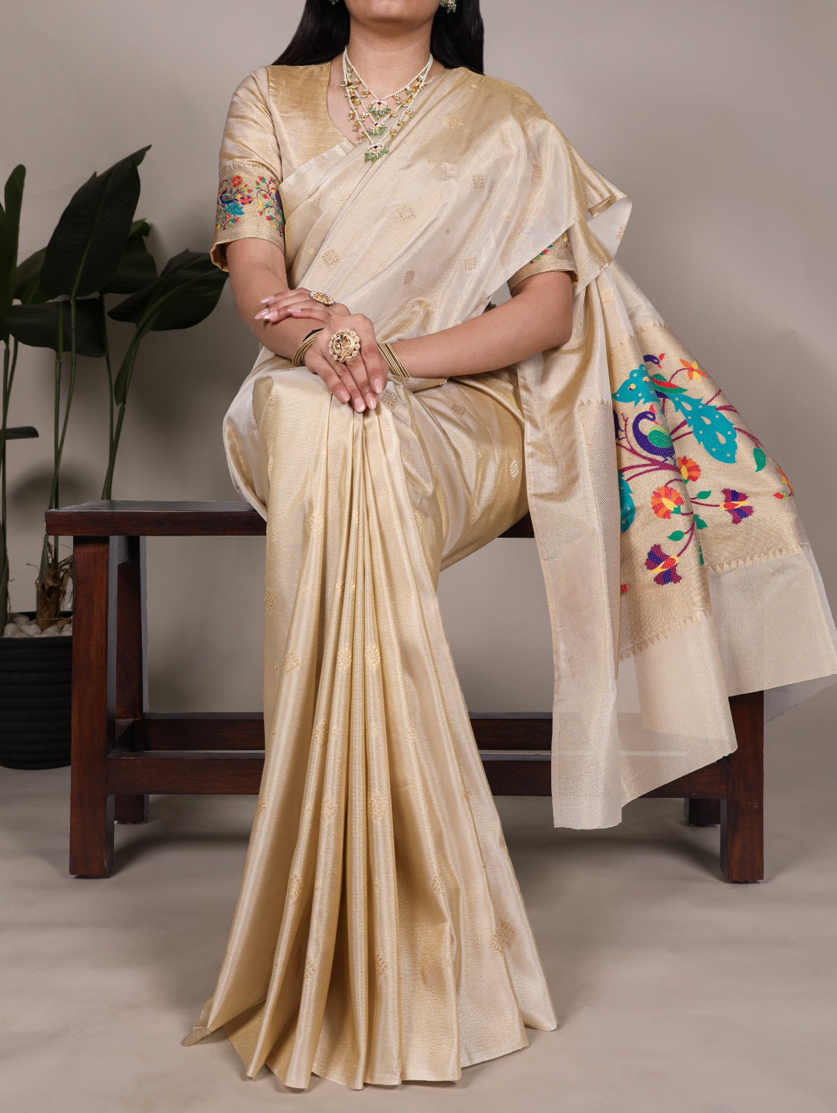 Golden Pearl Saree