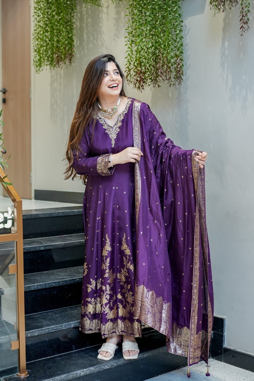 Mehfil Purple Silk Anarkali
