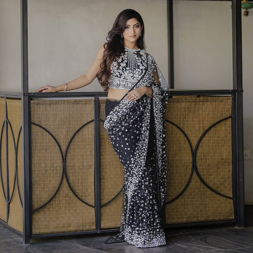 Black Luxe Embellished Saree