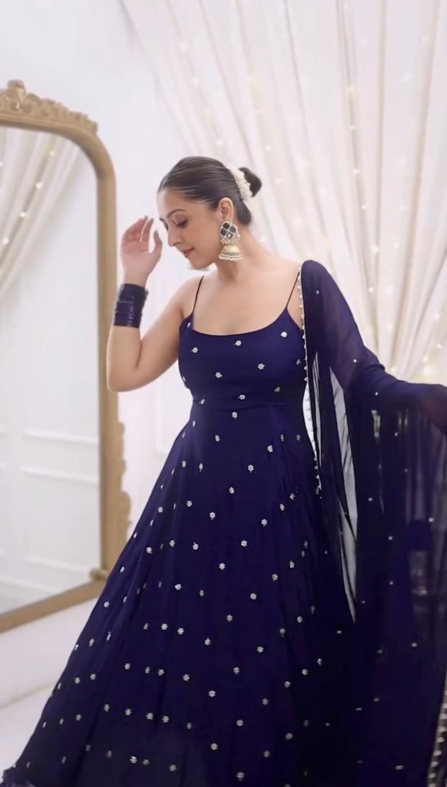 Blooming Navy Anarkali