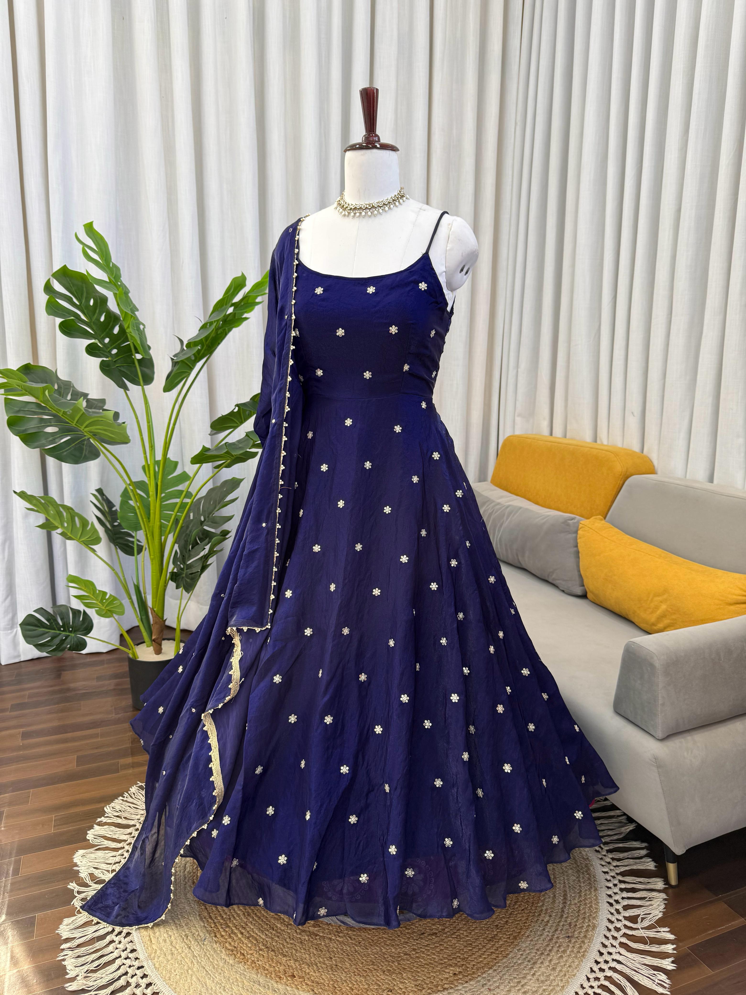 Blooming Navy Anarkali