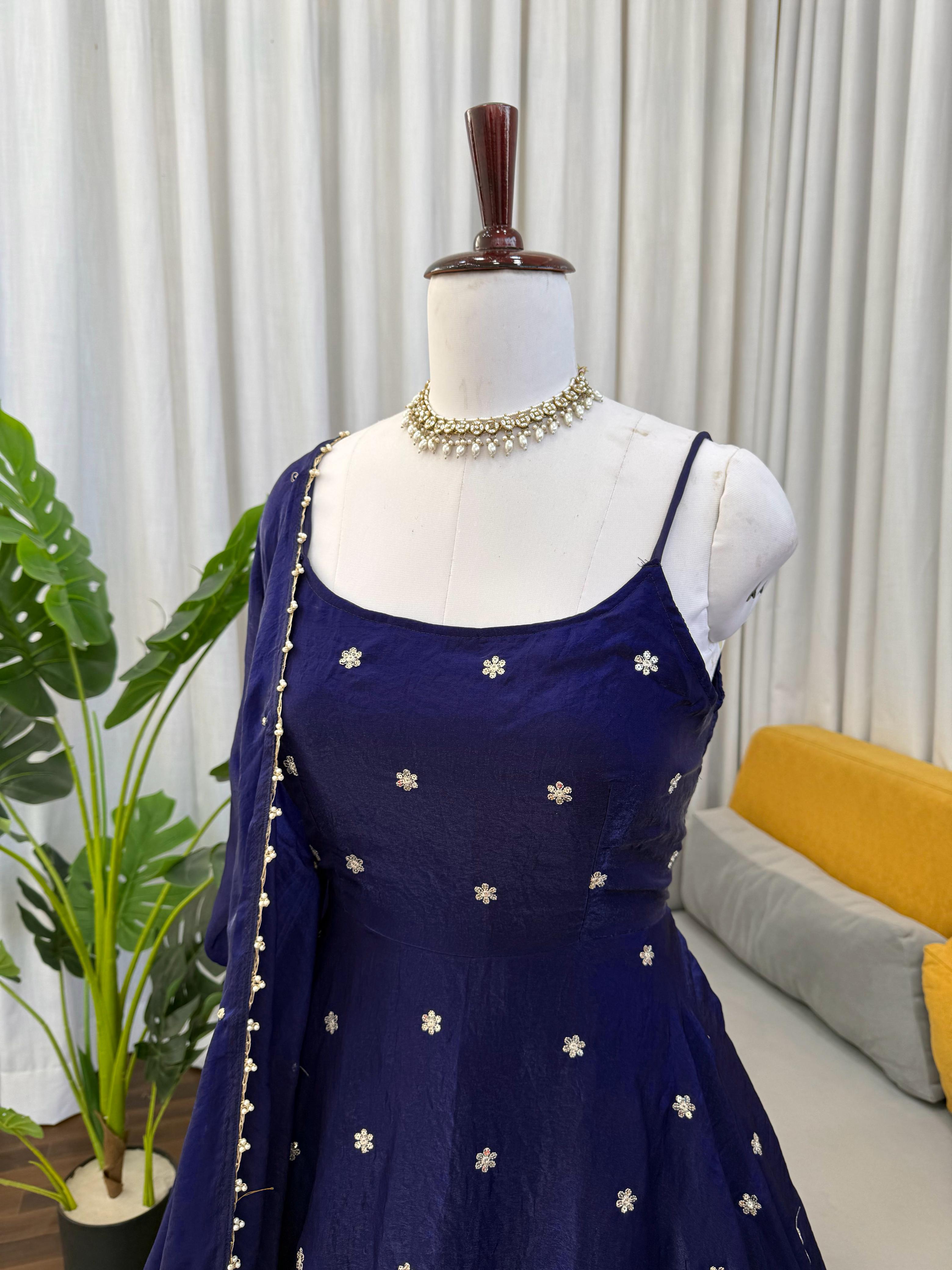 Blooming Navy Anarkali
